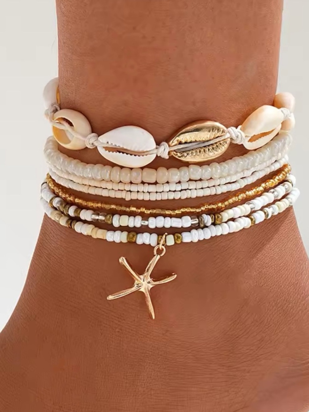 Shell Beaded boho Anklet Set - Women Jewelry